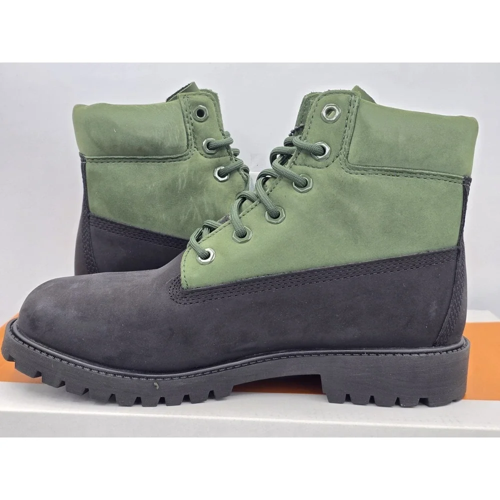 Timberland Boots 6 inch Premium Dark Green Nubuck Kids Youth Junior Sz 6.5 M New